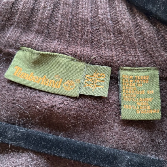 Timberland Brown Zip Lamb’s Wool Mock Neck Sweater Jacket Men’s Size XXL - Picture 6 of 6